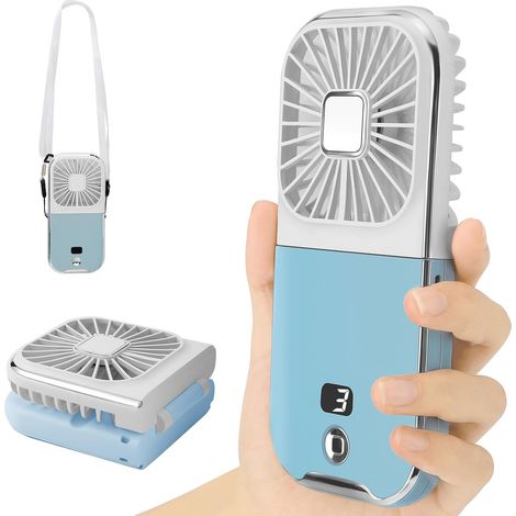 Ventilateur Portatif Mini 4 Vitesses - USB Silencieux Rechargeable à 180° - Pour Poche, Main, Voyage Extérieur (1/5)