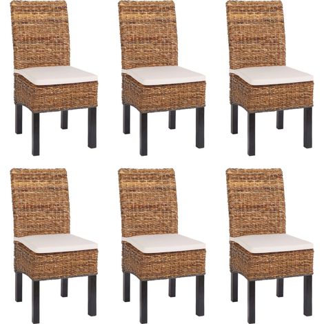 [NON UTILIZZATO] Set 6x sedie intreccio di banano eleganti soggiorno sala pranzo M69 Bali gambe scure con cuscini