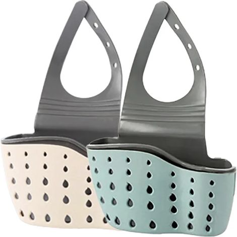 (Beige clair) Panier égouttoir de rangement pour la maison, porte-savon/éponge réglable, sac égouttoir suspendu, accessoires de cuisine (1/5)