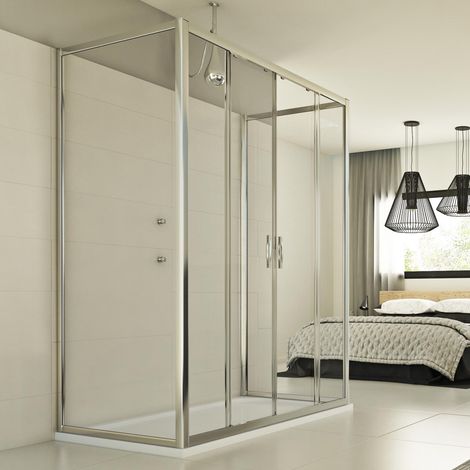 Schiebeduschkabine 3-seitig Klarglas h 198 mod. Young Trio 2 Türen 70x120x70 cm