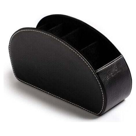 Support de télécommande en cuir PU, organiseur multifonction avec 5 compartiments, boîte de rangement pour télécommandes TV, crayons, pinceaux de maquillage (1/5)