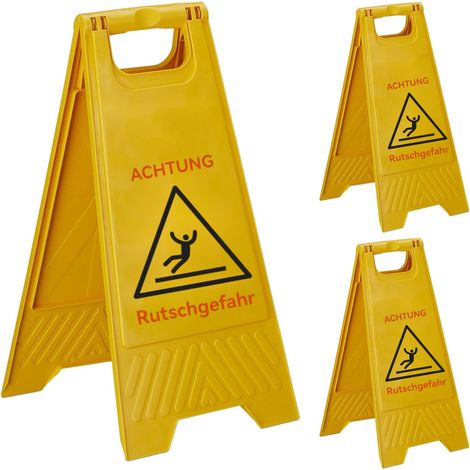 Attenzione: cartelli per pavimenti scivolosi, set da 3 (1/5)