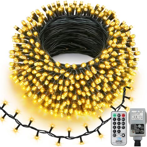 Guirlande lumineuse d'extérieur extra longue de 400 LED, à brancher avec prise de 20 m, avec minuterie, télécommande, étanche, éclairage de Noël pour jardin, arbres, mariage (1/5)