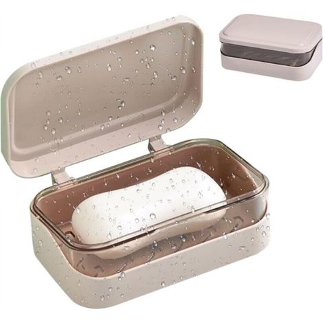Portasapone con coperchio, vassoio di raccolta, contenitore antipolvere, base antiscivolo e impermeabile, per lavello da cucina, bagno, vasca da bagno, campeggio, stoviglie, viaggi