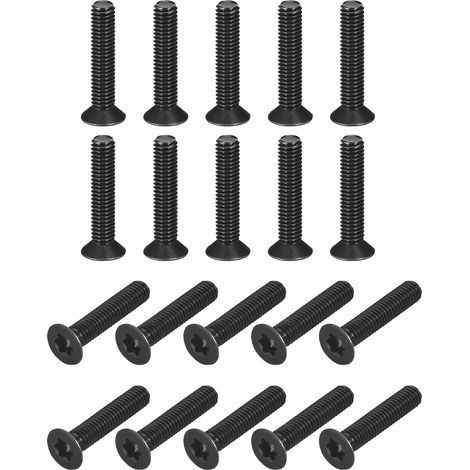 50Pcs Vis Machine À Tête Plate M6-1.0x30mm Finition Oxyde Noir (1/5)