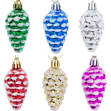 TG74291-2 Weihnachtskugel-Set – Tannenzweige – Anhänger – 6-teilig – farbenfroh (1/5)
