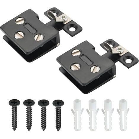 2 Pièces Charnière pour Porte en Verre Réglable en Alliage de Zinc, pour Porte de Douche, Placard, Support Verre 5-8mm, Tailles : 3x3.5 cm, Installation Facile et Robuste, Noir (1/5)