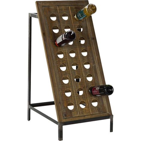 Porte Bouteilles Bois et Métal Noir - 24 Bouteilles (1/4)