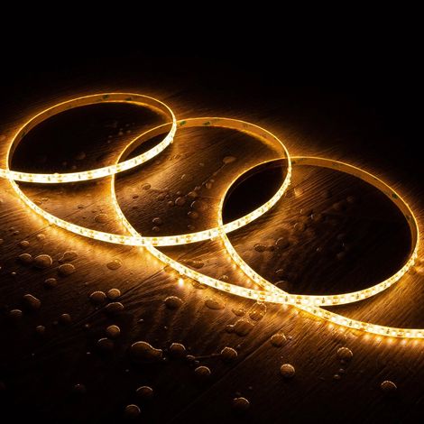 Bobina 5m Striscia LED 12V SMD 120 LED/m 10W/m 1000lm/m Larga 8mm IP65 Taglio 2,5cm 2700K Bianco Caldo (1/3)