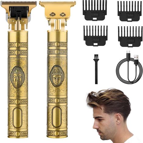 Tondeuse Cheveux Hommes, étanche Rasoir électrique pour cheveux, Rechargeable Tondeuse Barbe Homme avec 4 peignes limites, Kit de rasoir Beard pour hommes (Gold) (1/5)