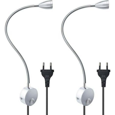 Flexible 3W Wandleselampe mit europäischem Stecker und Schalter, Wandleuchten zum Lesen, für Bücher, Nachttisch, Schlafzimmer (2 Stück, warmes Licht) (1/5)