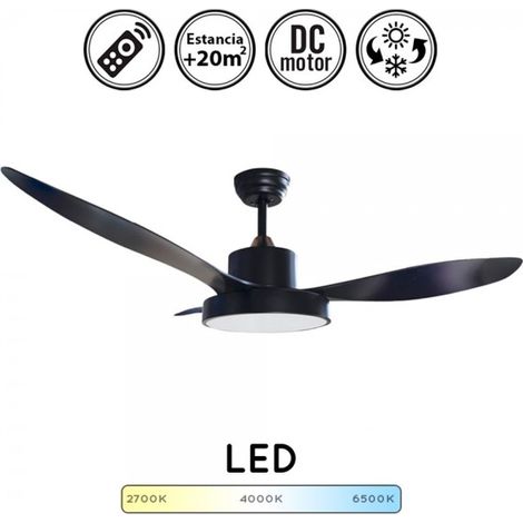 Ventilador techo Biula negro 122 cm DC con luz LED regulable CCT (1/5)
