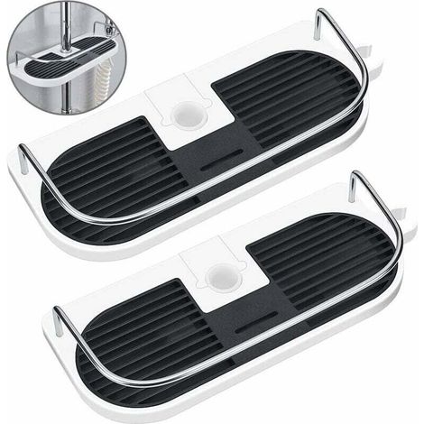 Étagère de douche sans perçage pour la tige de douche - support de douche de salle de bain hauteur réglable, pour tige de douche d'un diamètre de 19mm - 25mm (2 pièces) (1/5)