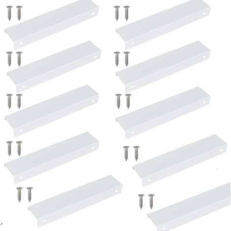 10 Pcs Poignée Cuisine Invisible 150mm,Poignée Meuble Cuisine Invisible,Poignée Blanche pour meuble Idéales avec Un Style Epuré et Moderne,pour Placards,Armoires,Tiroirs de Cuisine