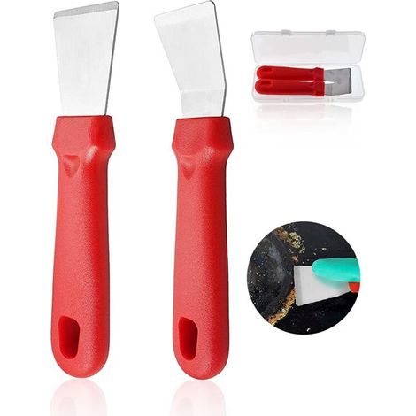 Grattoir de Nettoyage 2 Pièces (version Droite + Version Courbée),en Acier Inoxydable avec Manche en Plastique,pour Réfrigérateu (1/4)