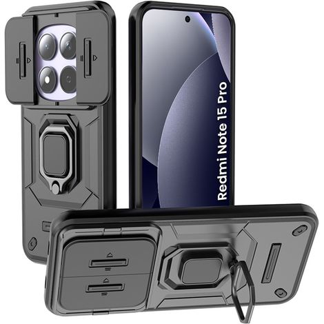Funda para Xiaomi Redmi Note 15 Pro 5G, con soporte para la cámara, color negro. (1/5)