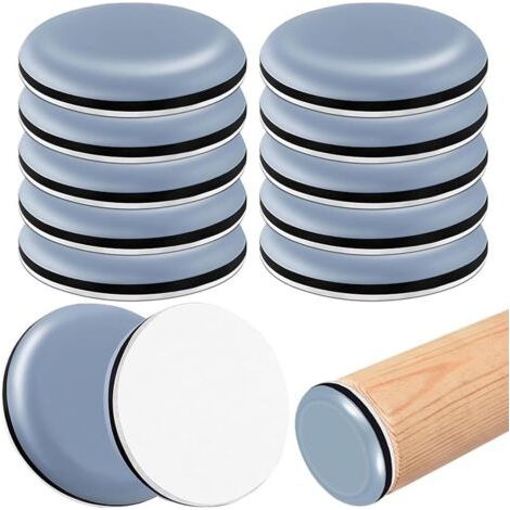 Pair 12Pièces Patins en Téflon Autocollants(Ronds) Ø50mm Patins de Meubles Auto-adhésives PTFE Patins Glisseurs pour Meubles pour Protection Efficace de parquet, carrelage, stratifié(Ronds,50mm) (1/5)