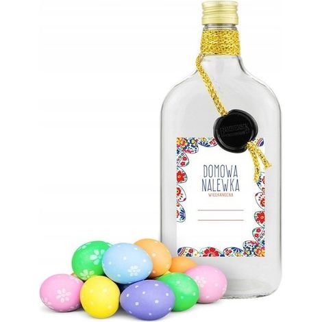 1x Klassische Glasflasche 500ml, verziert mit Osteraufkleber BO-16 (1/3)