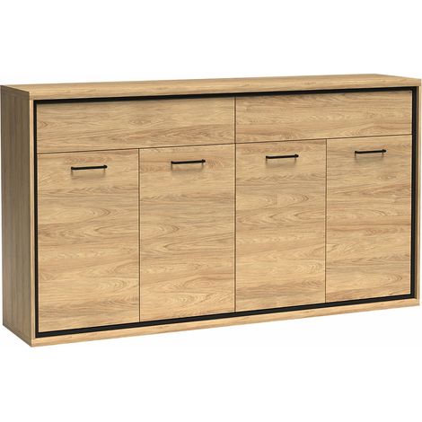 Cómoda Etrmoni 105, Luminoso madera, Con cajones y puertas, Número de cajones: 2, 101x177x41cm