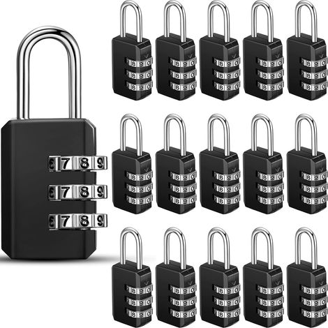 Lot de 16 petits cadenas étanches à 3 chiffres – Idéal pour sac à dos, valise, salle de sport, casier et boîte à outils (1/4)
