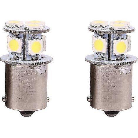 Lot de 2 ampoules LED blanches BA15S R5W 1156 5050 8SMD pour feux stop de voiture - Qualité supérieure WHBYV (1/4)