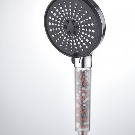 Pommeau de douche avec filtre à économie d'eau, pommeau de douche effet pluie haute pression anticalcaire, 5 modes réglables (1 unité) (1/5)