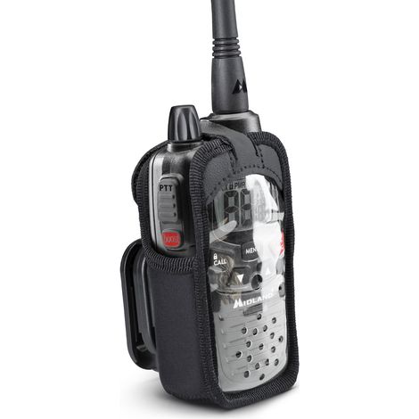 Midland G7/G9 PRO Case, Custodia protettiva in Neoprene Impermeabile con Inserto in Ecopelle, Porta Radio da Cinturone per Walkie Talkie, Nero, Resistente e Leggera per Escursionismo e Attività Outdoo