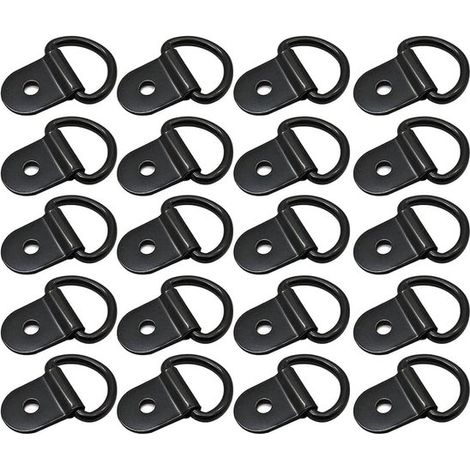 Lot de 20 anneaux d'arrimage en D de 6,35 mm avec supports de montage, robustes, pour remorques, camions, camping-cars, SUV, bateaux et motos (1/5)