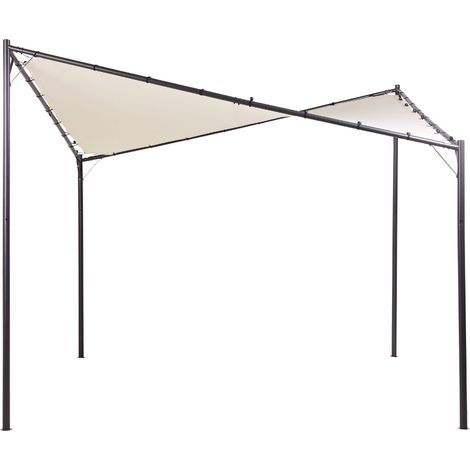 Cenador de metal beige negro 290 cm poliéster pérgola pabellón sombra Aventine (1/5)