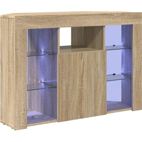Meuble TV LED d'angle moderne montage mural 100 x 40 x 68 cm avec rangement efficace en bois d'ingénierie chêne sonoma (1/5)