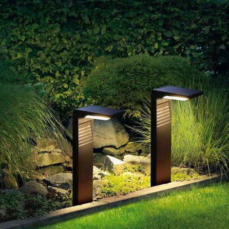 Rverbre solaire de paysage lampadaire de luxe extrieur tanche IP65 clairage de pelouse de rue noir mat en aluminium YYV (1/4)