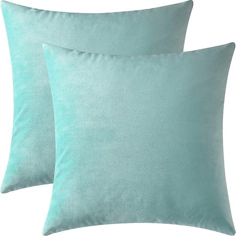 Housses de coussin décoratives en velours, unies, pour canapé et lit, turquoise, 40 x 40 cm, lot de 2 (1/4)