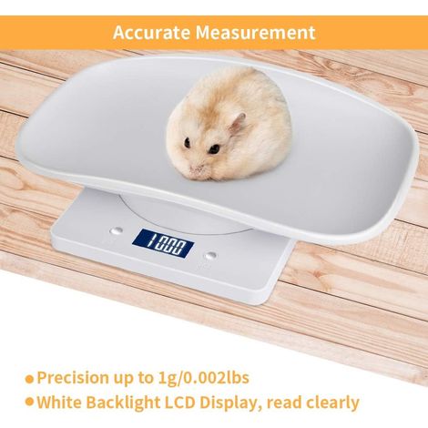 Balance numérique pour animaux de compagnie avec écran LCD, 4 modes de pesée (oz/ml/lbs/g), adaptée aux animaux de compagnie et à la cuisine pesant des chats, des chiens, de la nourriture, capacité ju (1/4)