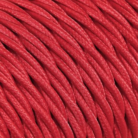 Câble Electrique Rouge en Textile Torsadé 3x0.75mm² - Fil Electrique Tissu