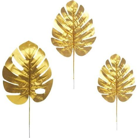 30 feuilles de palmier artificielles, feuilles de décoration tropicales pour fête, monstera doré (1/4)