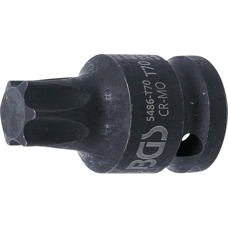 Douille à Embouts à Choc 42 mm - 12,5 mm (1/2), Profil Torx T70, Résistante et Précise, Acier - D-Work