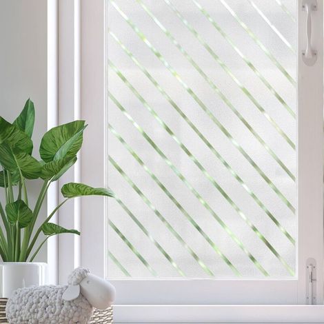 45 x 200 cm Fensterfolie mit diagonalen Streifen, statisch haftende Folie, klebstofffreie Fensterfolie - Crezuo