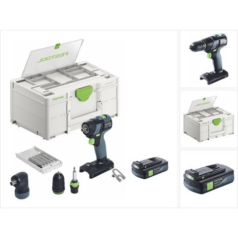 Festool – Perceuse-visseuse sans fil 18V avec 1 batterie 3,0Ah – Moteur Brushless compact – Couple 40Nm pour perçage précis – Systainer inclus - 18-Basic-Set