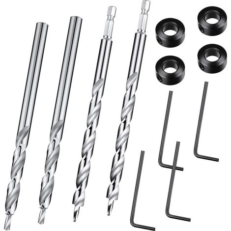 4-teiliger 3/8"-Stufenbohrer mit Tiefenanschlag, 1/4"-Sechskantschaft und Rundschaft, Ersatz-Spiralbohrer für manuelle Bohrschablone, Jig Master System