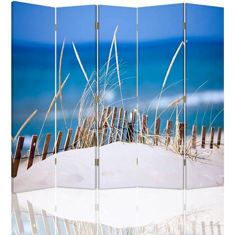 Paravent Plage 5 Volets: Intimité et Style pour Bord de Mer - 180 x 180 cm - 2 faces R° V°