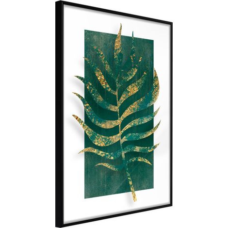 Affiche Murale Encadrée "Gilded Palm Leaf" 21 x 30 cm Noir
