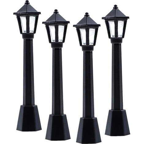 Lot de 4 lampadaires modèle microscopique pour Maison de poupée, Accessoires de Jardin féerique, décorations pour Maison de poupée, décorations d ' Halloween pour allée, Plastique pour travaux (1/5)