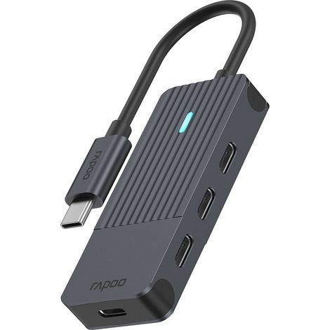 Rapoo UCH-4002 USB-C Hub 4x Ports, Aluminium, Grau - USB-C (1/2)
