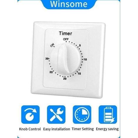 Interrupteur minuterie 220V 10A – Compte à rebours mécanique 30min – Installation facile – Boîtier en plastique robuste (1/4)
