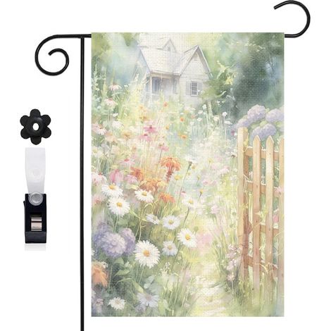 Drapeau de jardin style peinture impressionniste et fleurs de jardin 30 x 45 cm décoration terrasse et extérieur (1/5)