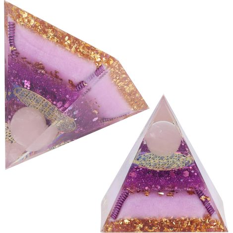 Pyramide en pierre de cristal naturelle, décoration artisanale pour la maison, pyramide violette rose, emballage sécurisé avec mousse de protection. (1/5)