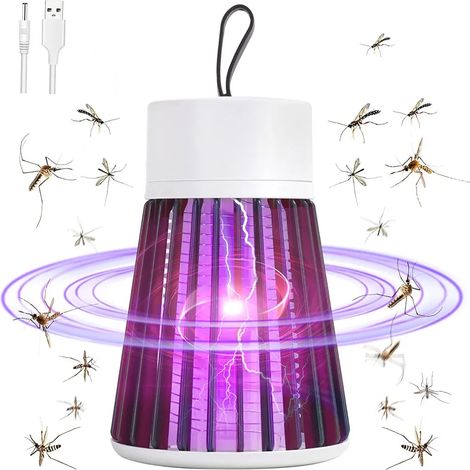 Lampe anti-moustiques à choc électrique, piège à mouches, USB, répulsif à insectes pour chambre et extérieur (gris, 1 pièce) (1/5)