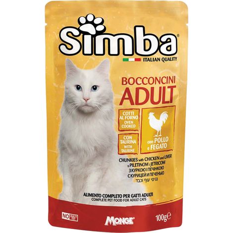 BOCCONCINI PER GATTI 'ADULT' pollo e fegato - gr 100- 24 pezzi  - MONGE