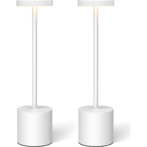 Lampe de bureau sans fil, commande tactile, 3 modes d'éclairage, étanche, éclairage portable, 2 pièces (blanche) (1/5)