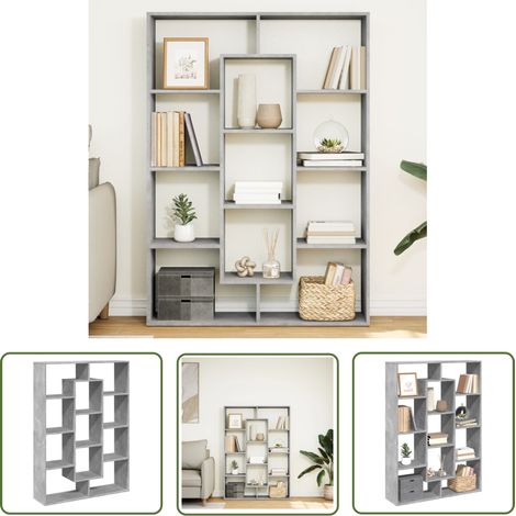 vidaXL Bibliothèque gris béton 102x29x143 cm bois d'ingénierie (1/5)